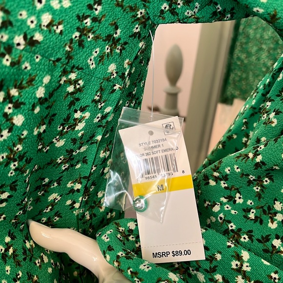 [M] CeCe Floral Green Blouse Top - Picture 6 of 7